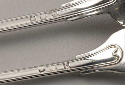Antique Belgium Silver Tablespoon & Tablefork - Bruges, Auguste Bonnevie, Jerusalem Cross